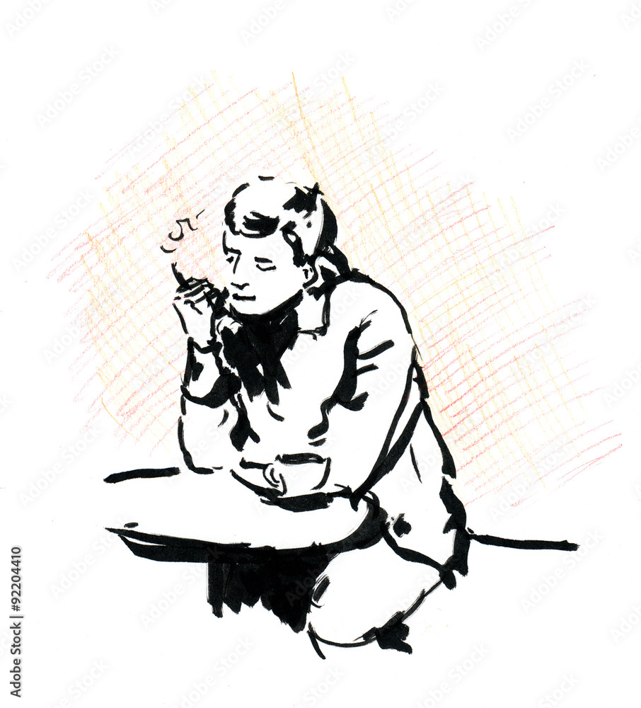 Old Man Smoking Sketch by Ronlau on DeviantArt