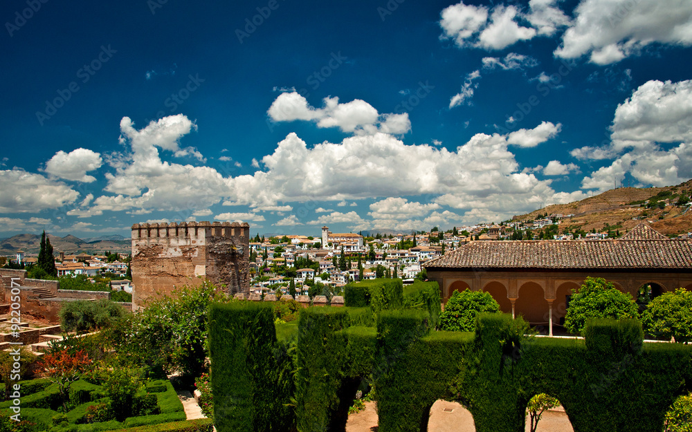The famous Alhambra and Generalife in Granada, Spain - obrazy, fototapety, plakaty 