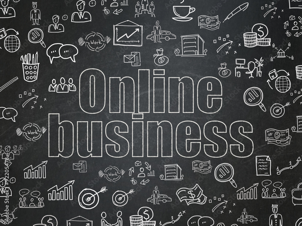 Finance concept: Online Business on School Board background Finance concept: Online Business on School Board background