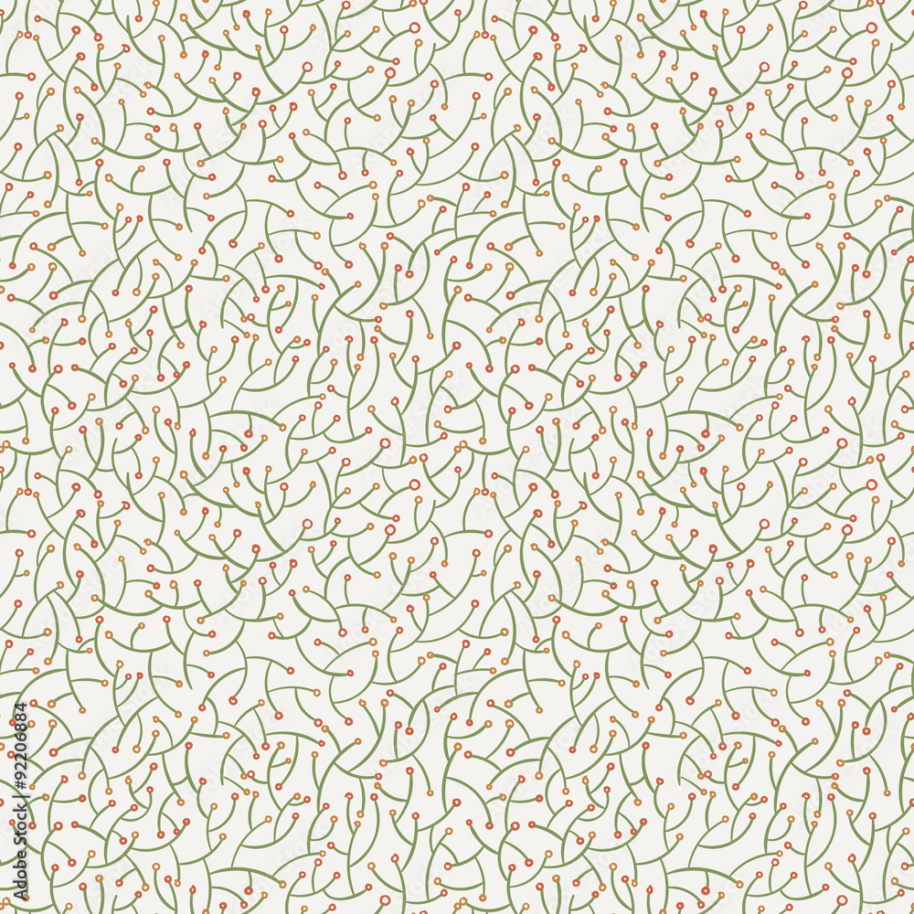 Seamless vector floral pattern of short branches of curves with Seamless vector floral pattern of short branches of curves with