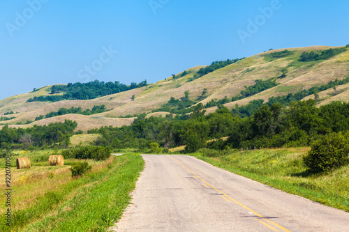 road through mountain region in summer day