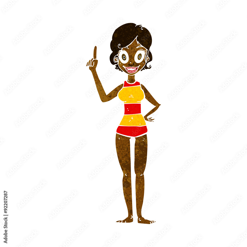 cartoon woman in striped swimsuit cartoon woman in striped swimsuit