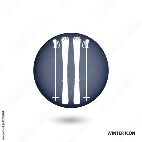 Skiing button vector set