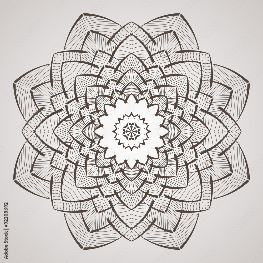 Obraz premium Vector circular pattern in the form of intricate flower. Mandala