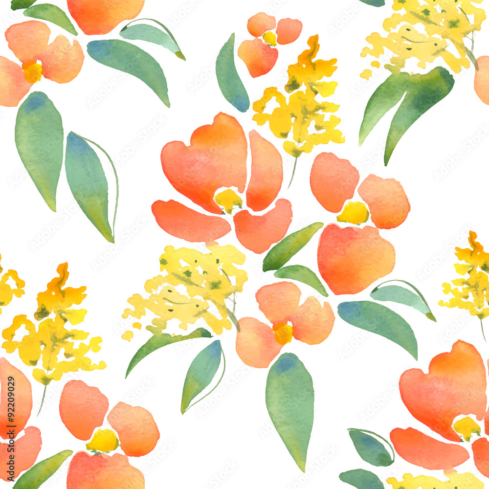 Obraz premium Beautiful floral pattern in vector. Hand drawn watercolor elements 3