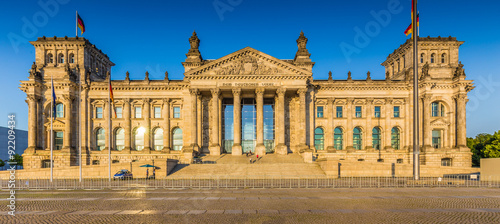 Reichstag building at sunset, Berlin, Germany