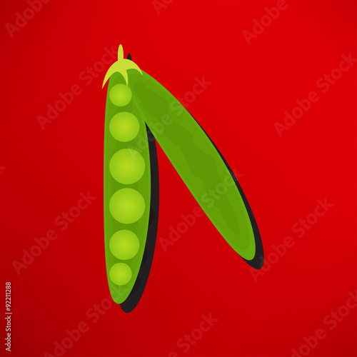 green pea pod isolated vector icon