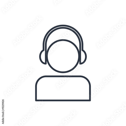 outline icon of head in headphones