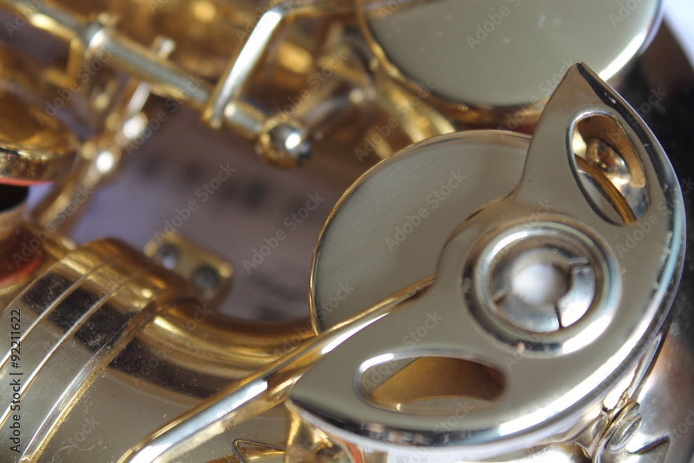 Obraz premium Saxophone. Part of saxophone close-up.