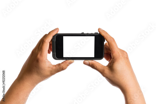 Hand holding Smartphone with blank screen