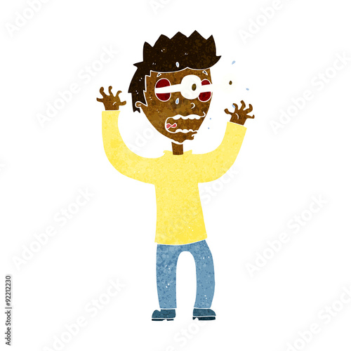 cartoon terrified man