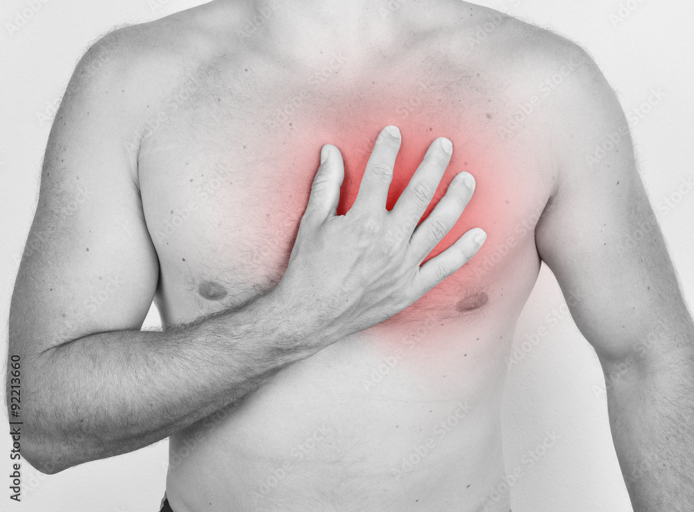 Man having an ache in his chest Man having an ache in his chest