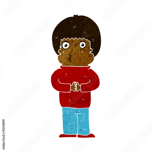 cartoon shy boy