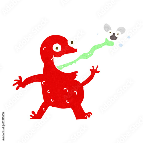 cartoon frog catching fly