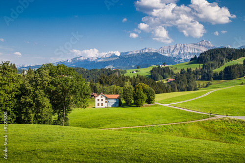 Idyllic landscape in the Alps, Appenzellerland, Switzerland photo