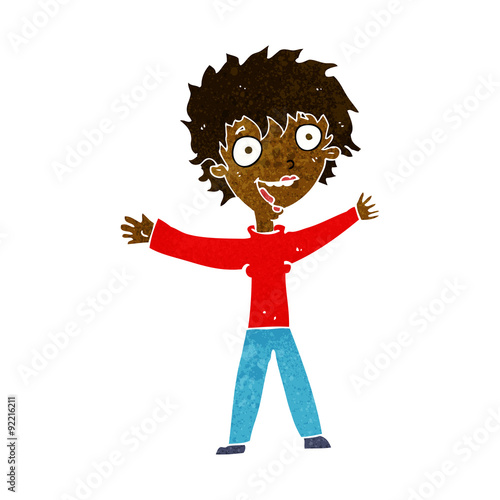 cartoon excited woman