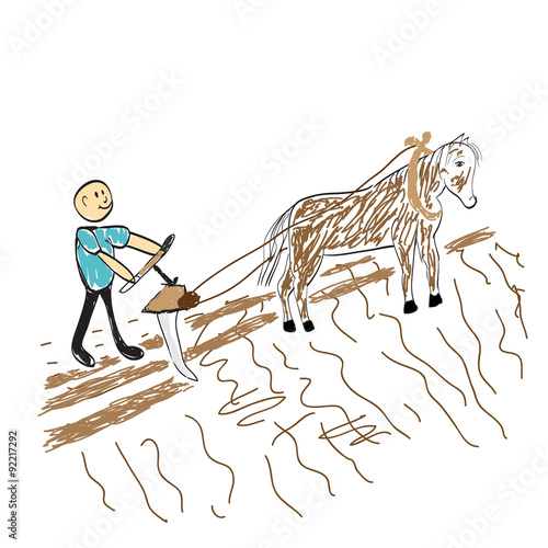 farmer sows the seed on the field illustration