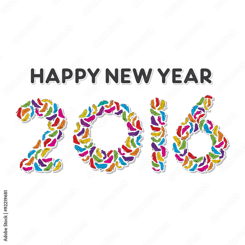 Fototapeta premium creative happy new year 2016 design by footwear concept
