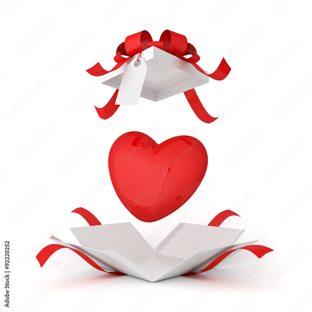 Illustrazione Stock pacco regalo aperto con cuore | Adobe Stock