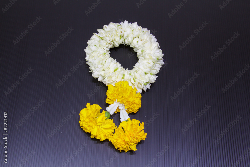 Wreaths of white flowers from Thailand.