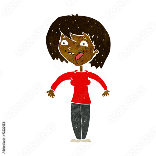 cartoon excited woman