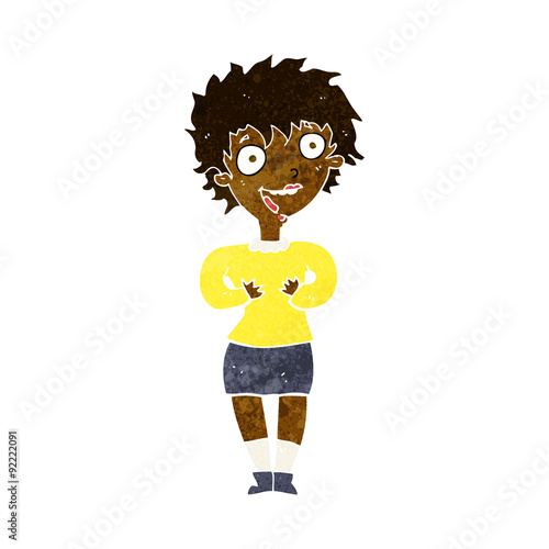 cartoon excited woman