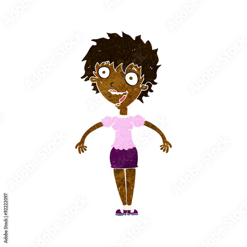 cartoon excited woman