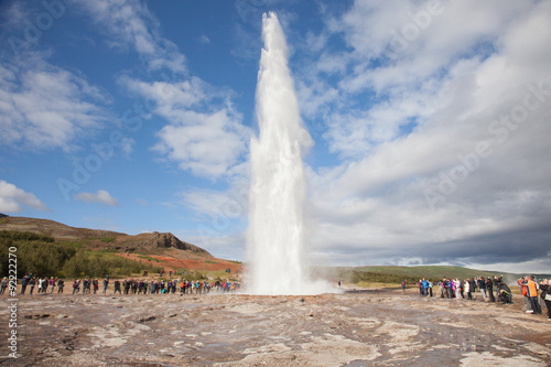Spraying Stokkur geyser in Iceland