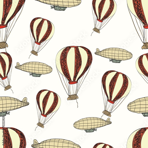 Retro seamless travel pattern of balloons