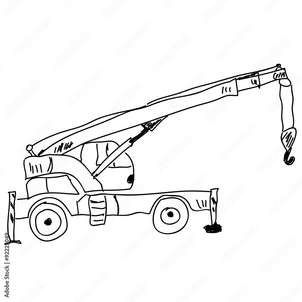Hand drawn sketch crane Hand drawn sketch crane