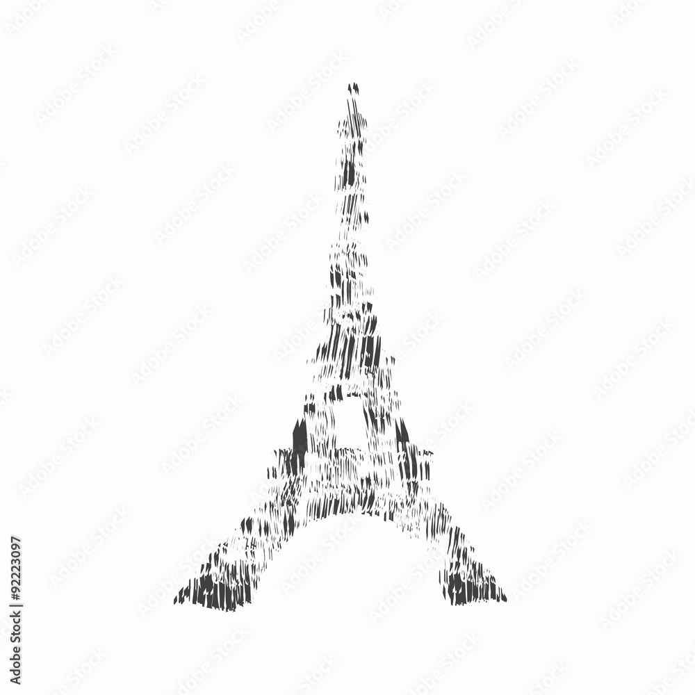 Eiffel Tower drawn in a simple sketch style