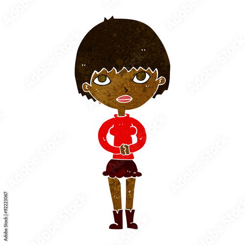 cartoon woman waiting patiently