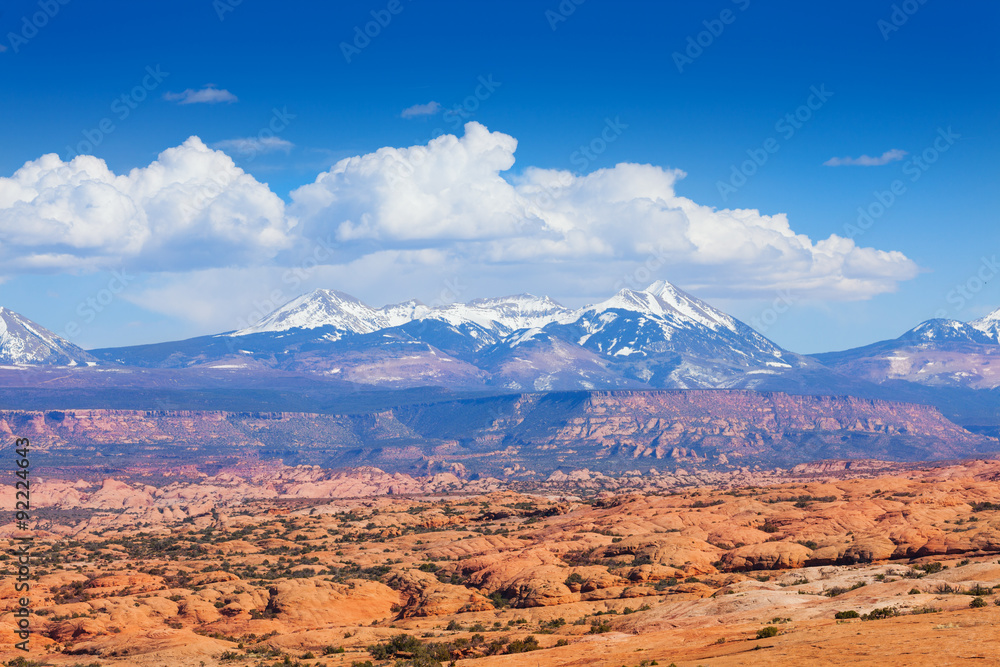 View of Mt Waas and Arches park plateau
