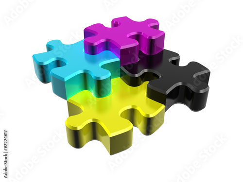 Puzzle CMYK in perspective