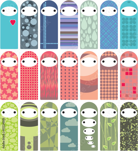 Strange dolls with pattern.