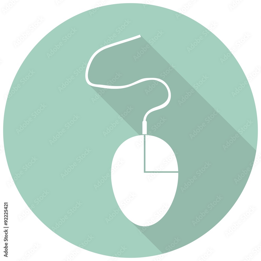 Icon Computer mouse with a long shadow Icon Computer mouse with a long shadow