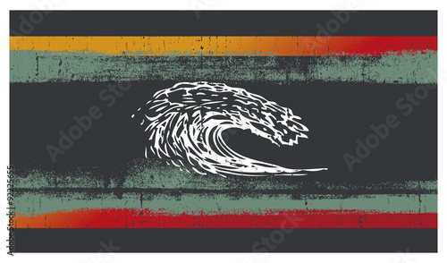 grunge surf frame with pipeline wave