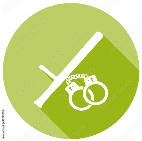 Icon modern police on white circle with a long shadow