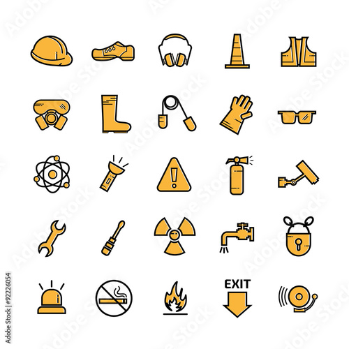 Construction Industry Health and Safety Icons and sign  isolated on white background