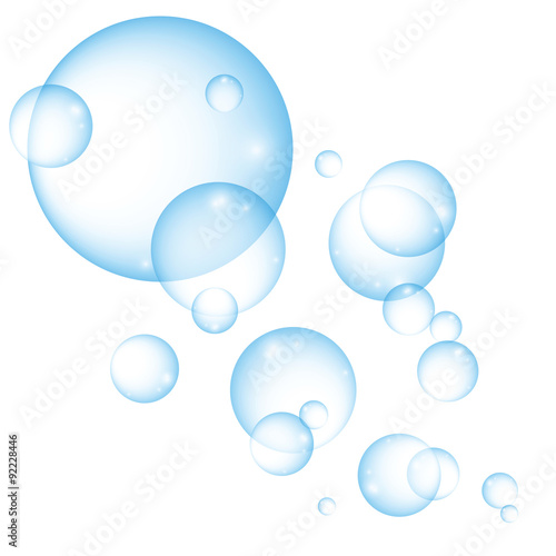 Transparent blue water bubbles - vector