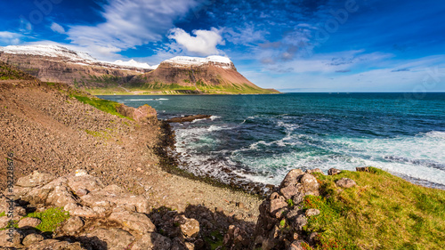 Mountains of the Arctic sea in Iceland