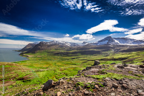 Canvas Print Mountains in the western fjords, Iceland