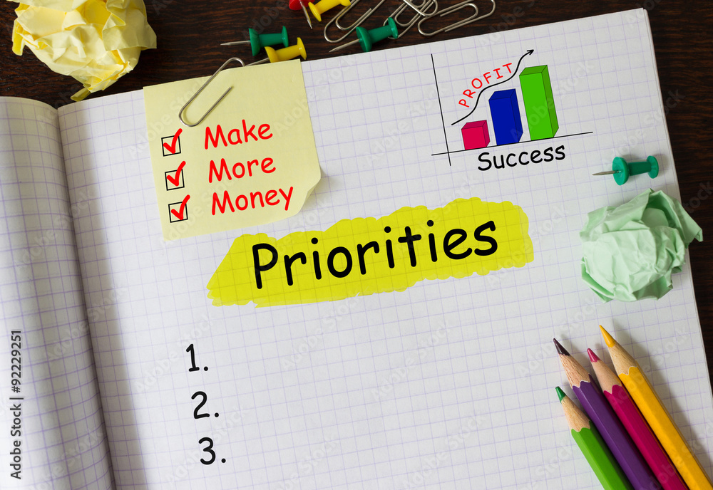 Notebook with Tools and Notes About Priorities Notebook with Tools and Notes About Priorities