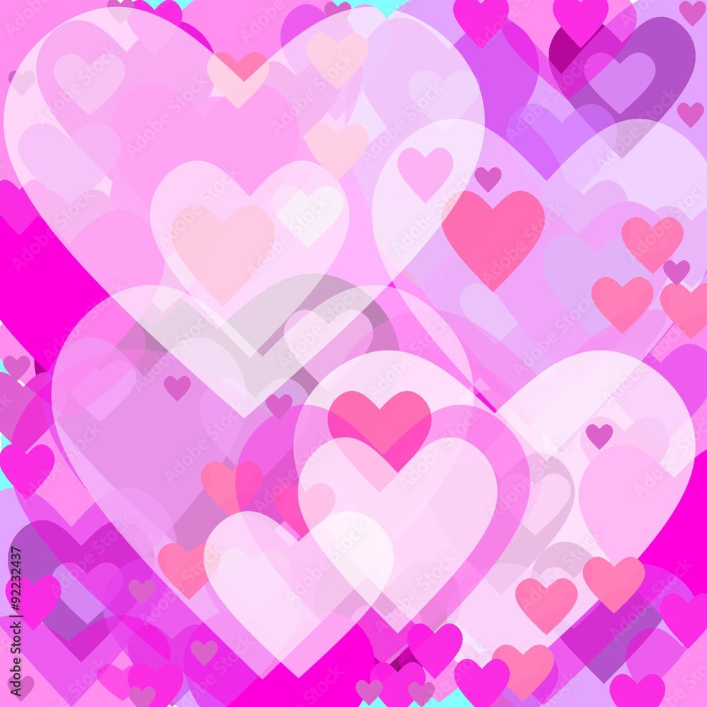 Herz - Abstrakt - viele Herzen in rosa- und violetten Farben