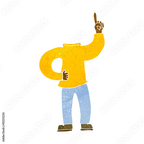 cartoon headless body with raised hand
