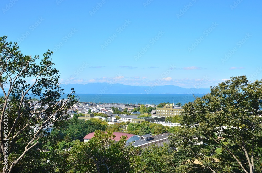 Naklejka premium 滋賀県 彦根市の町並み