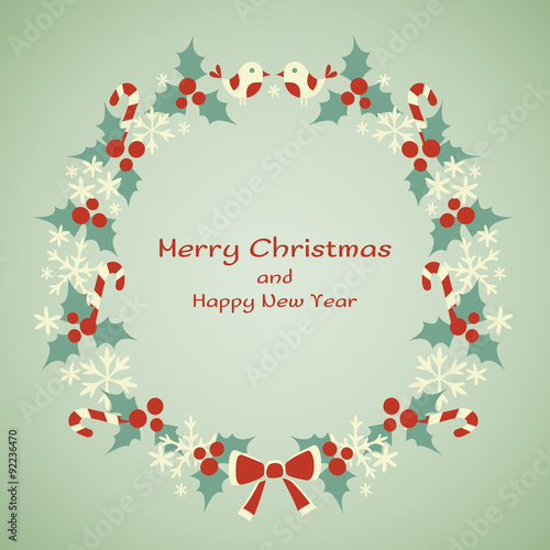 Christmas and New Year vector wreath