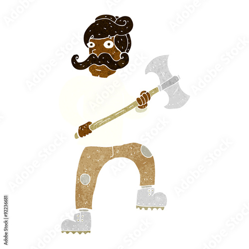 cartoon man with axe
