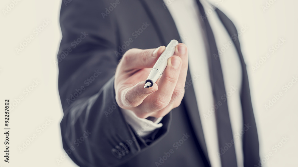 Closeup view of professor, businessman or politician offering yo Closeup view of professor, businessman or politician offering yo