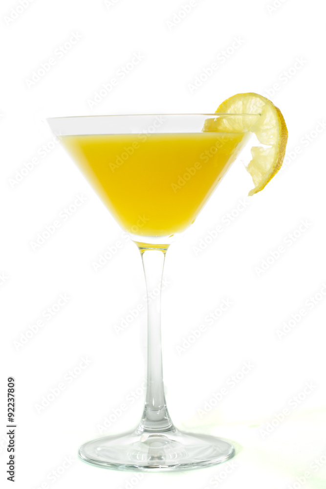 lemon cocktail on white background